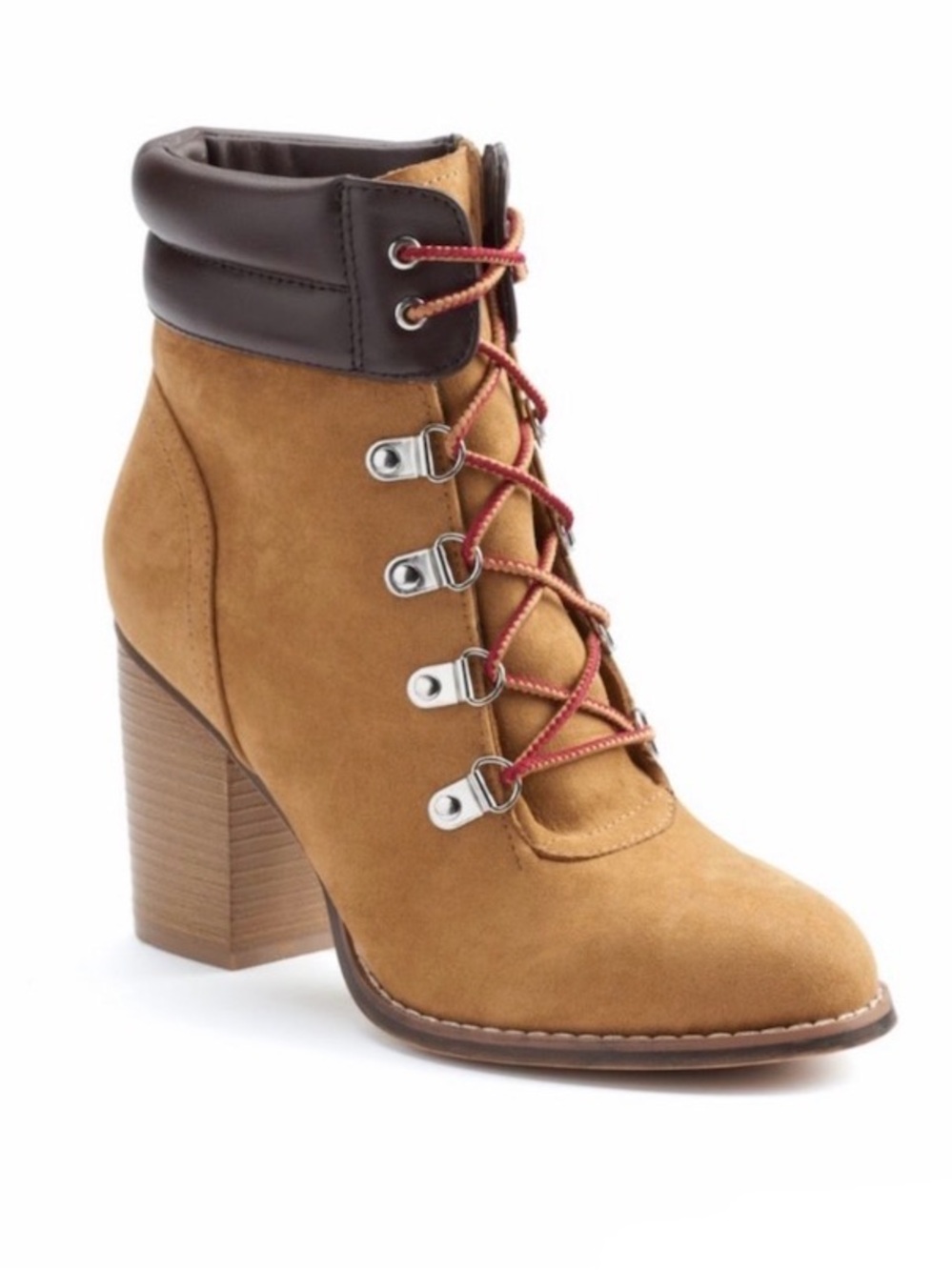 Candie’s Brown And Tan High Heel Ankle Work Boots Size 9.5 NEW